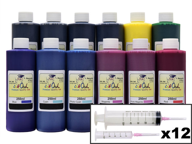 12x250ml Ink Refill Kit for CANON PFI-101, PFI-103, PFI-301, PFI